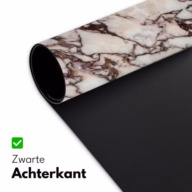 Marmer - Textuur - Abstract - Wit - Bruin Muismat XXL klein -sfeer2