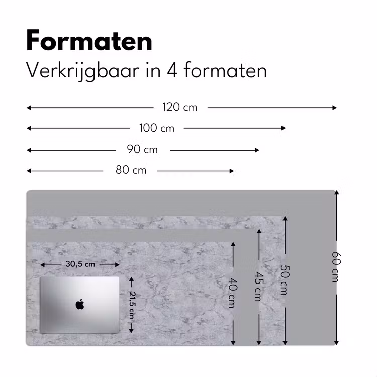 Marmerplaat - Patroon - Grijs Muismat XXL klein 681 -sfeer5