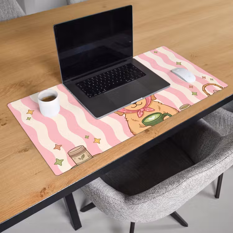 Matcha - Hond - Roze - Groen Muismat XXL klein -sfeer1