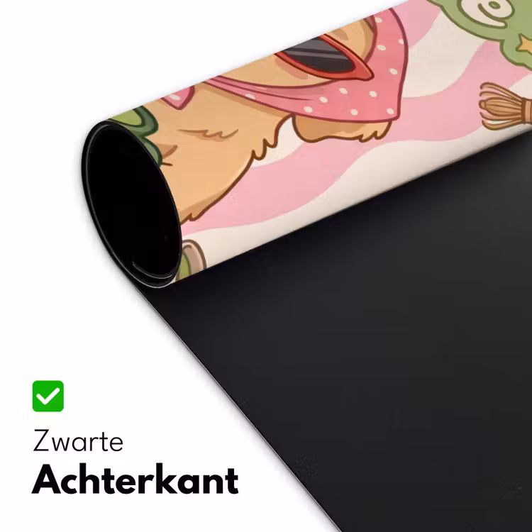 Matcha - Hond - Roze - Groen Muismat XXL klein -sfeer2