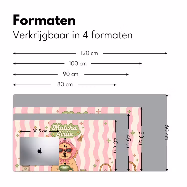 Matcha - Hond - Roze - Groen Muismat XXL klein -sfeer5