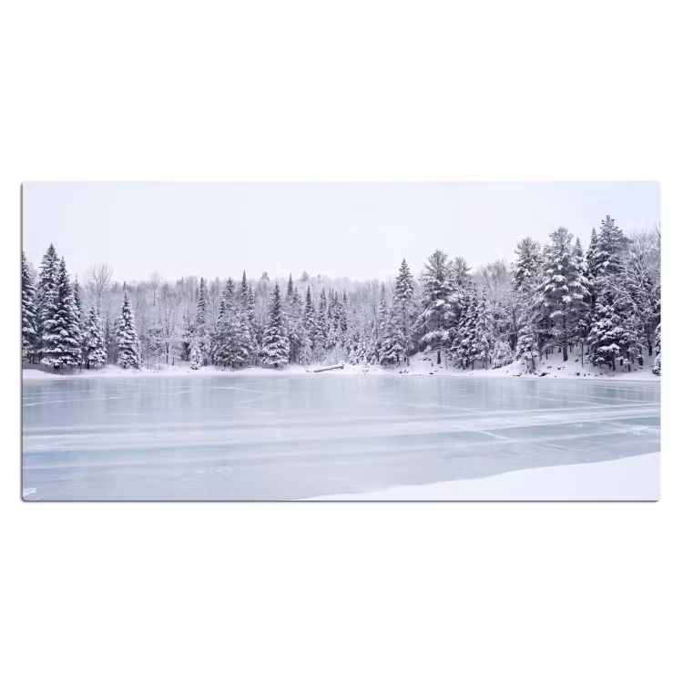 Meer - Dennen - IJs - Winter - Rustgevend Muismat XXL klein -3d_leeg