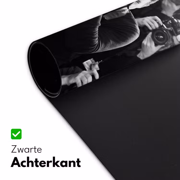 Mensen - Camera - Flitslicht - Zwart-wit - Media Muismat XXL klein -sfeer2