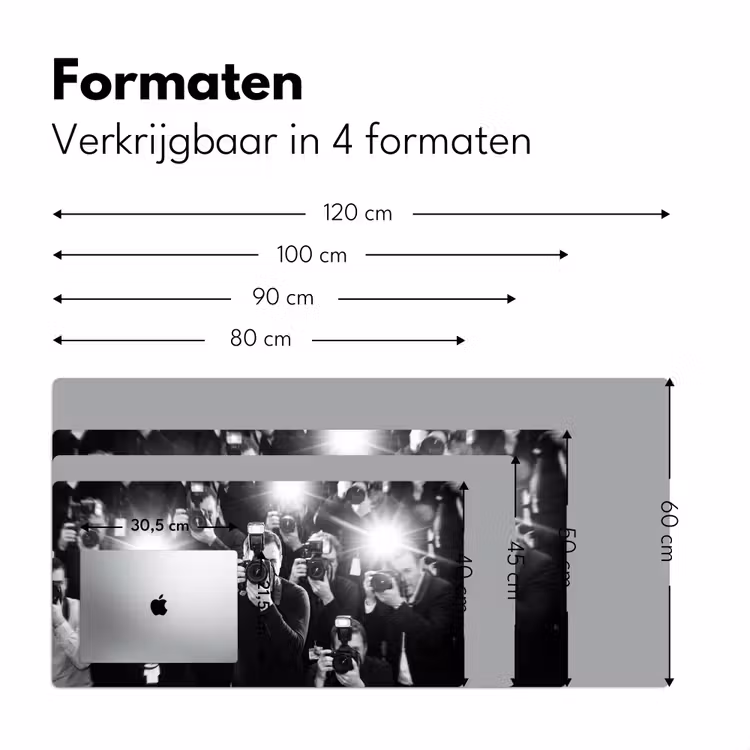 Mensen - Camera - Flitslicht - Zwart-wit - Media Muismat XXL klein -sfeer5