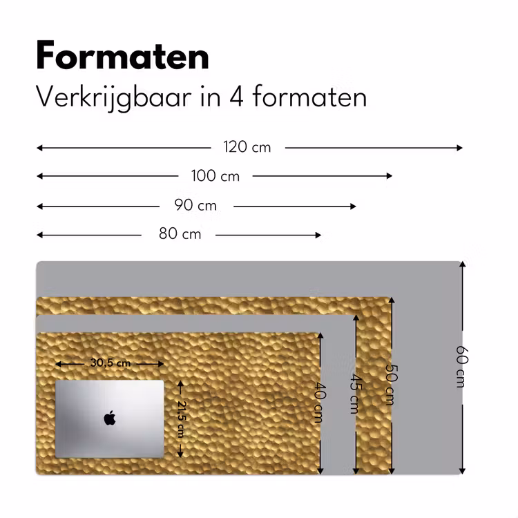 Metaal - Dynamisch - Goud Muismat XXL klein 681 -sfeer5
