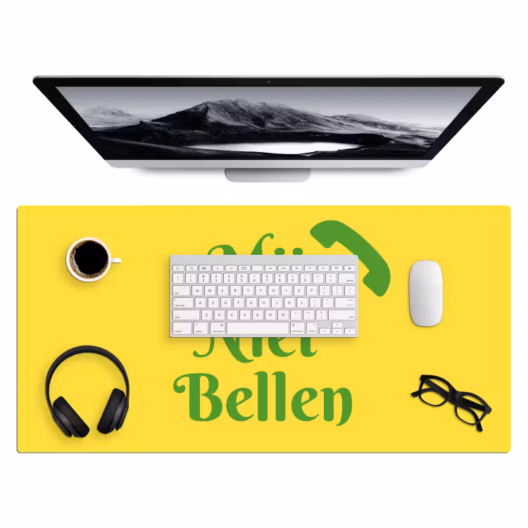 Mij niet bellen - Telefoon - Geel Muismat XXL klein -3d
