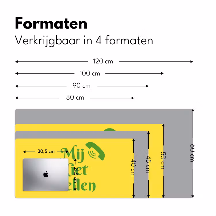 Mij niet bellen - Telefoon - Geel Muismat XXL klein -sfeer5