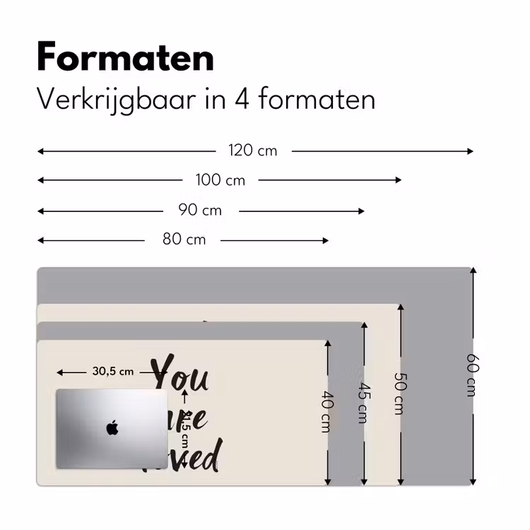 Minimalistisch - Beige - Love Muismat XXL klein -sfeer5