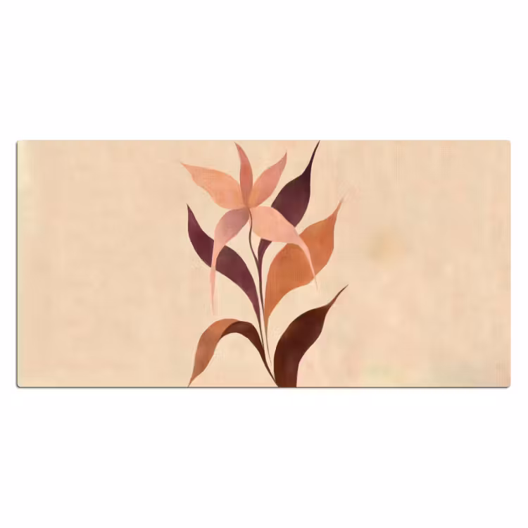 Minimalistisch - Bloem - Bladeren - Beige Muismat XXL klein -3d_leeg