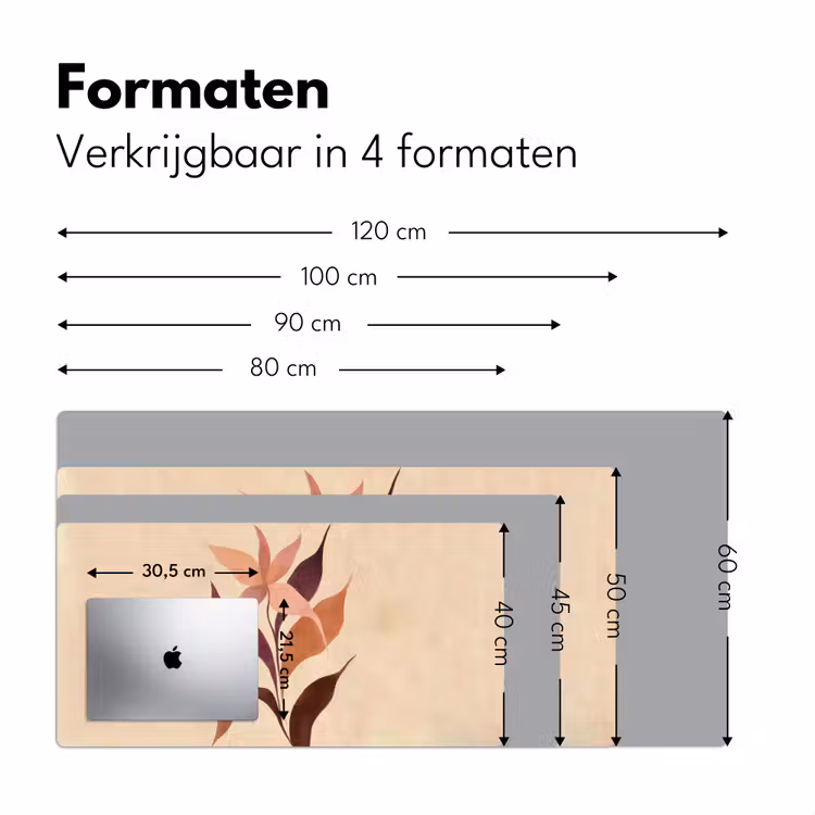 Minimalistisch - Bloem - Bladeren - Beige Muismat XXL klein -sfeer5