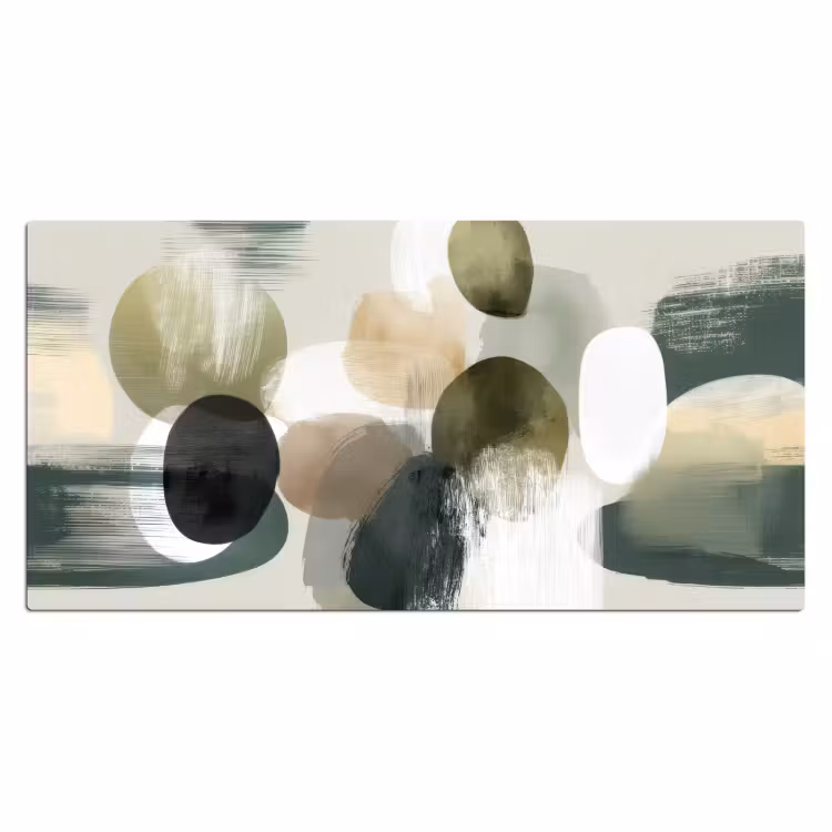 Minimalistisch - Cirkels - Penseelstreken - Beige Muismat XXL klein -3d_leeg