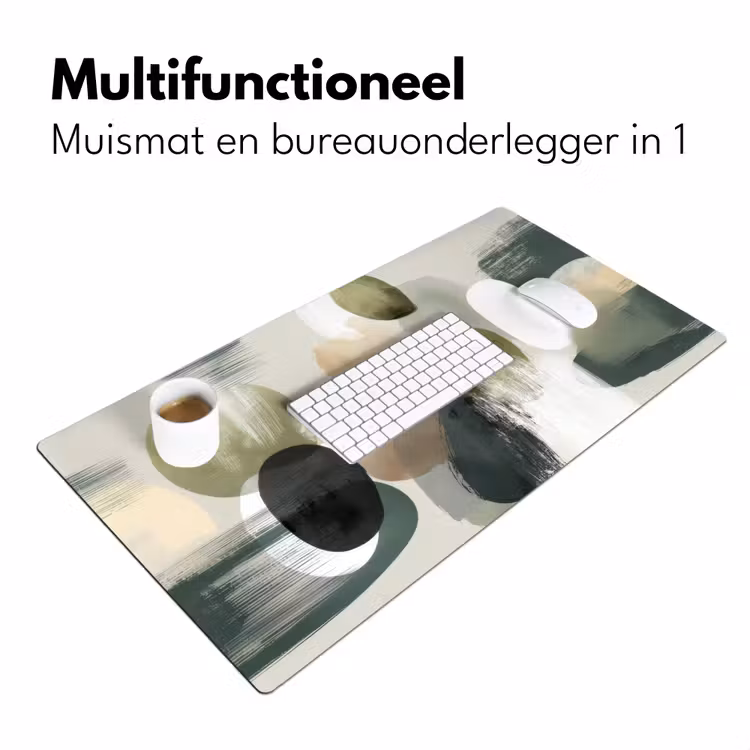 Minimalistisch - Cirkels - Penseelstreken - Beige Muismat XXL klein -sfeer4