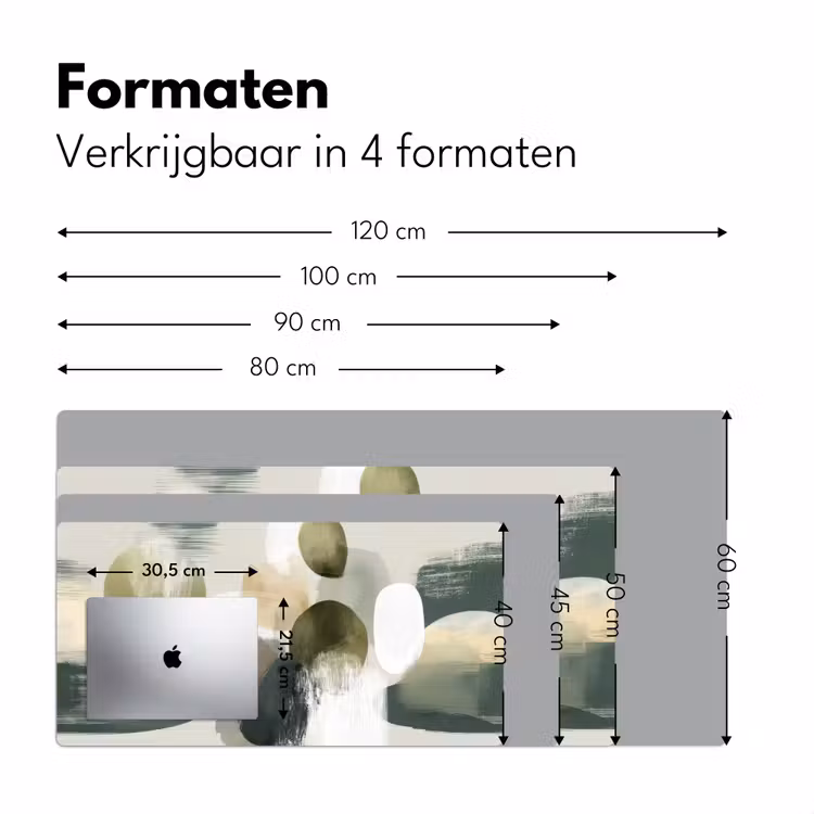 Minimalistisch - Cirkels - Penseelstreken - Beige Muismat XXL klein -sfeer5