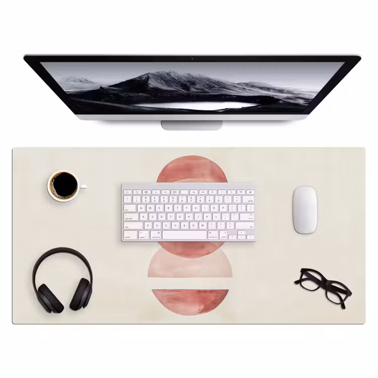 Minimalistisch - Cirkels - Roze Muismat XXL klein -3d