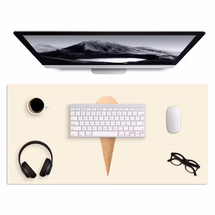 Minimalistisch - Schepijs - Hoorntje - Beige Muismat XXL klein -3d
