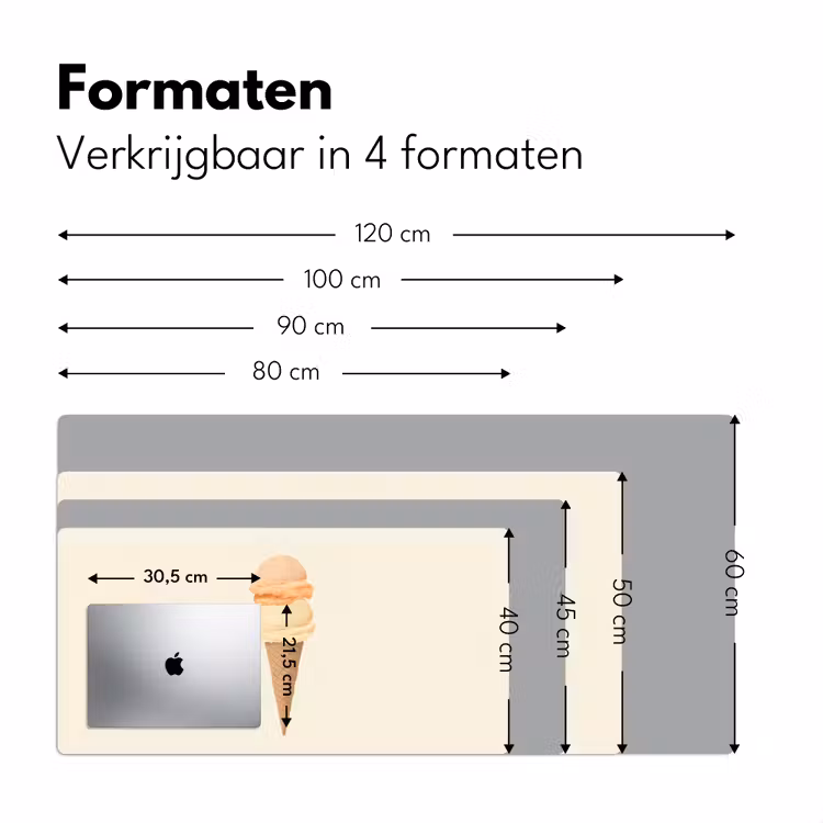 Minimalistisch - Schepijs - Hoorntje - Beige Muismat XXL klein -sfeer5