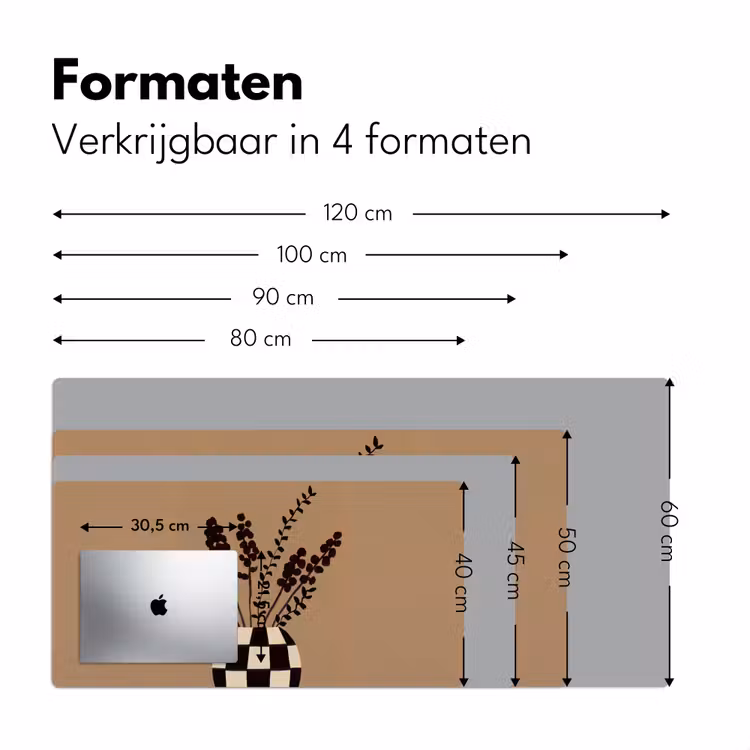 Minimalistisch - Vaas - Bloemen - Bruin Muismat XXL klein -sfeer5