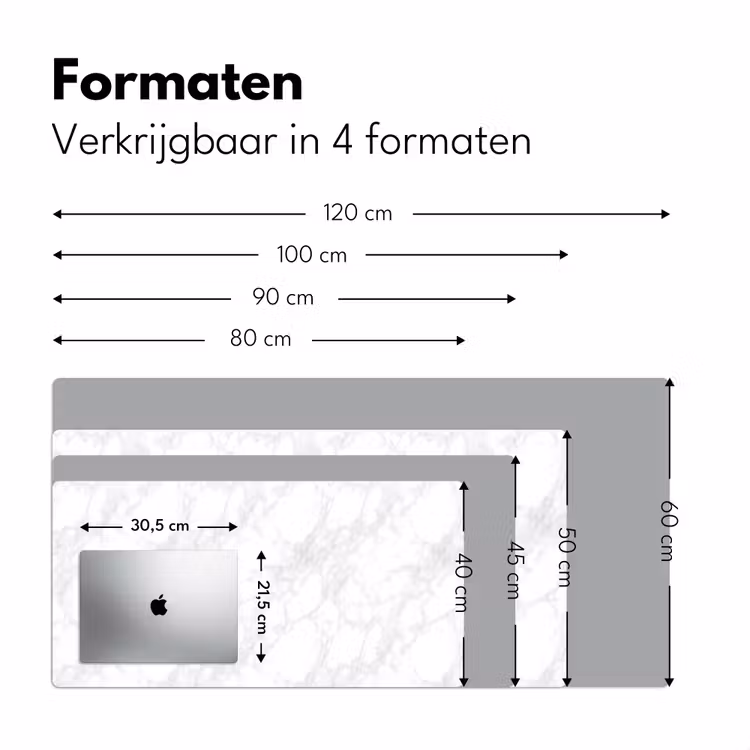 Minimalistisch - Wit - Grijze aders Muismat XXL klein 681 -sfeer5