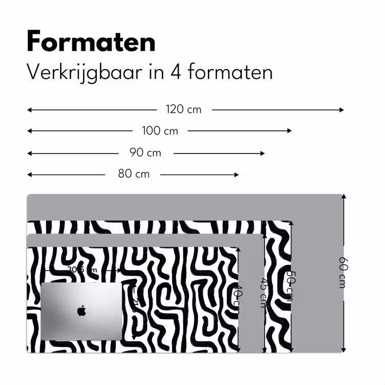 Modern - Lijnen - Zwart Muismat XXL klein 681 -sfeer5