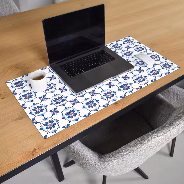 Modern - Patroon - Blauw - Roze Muismat XXL klein 681 -sfeer1