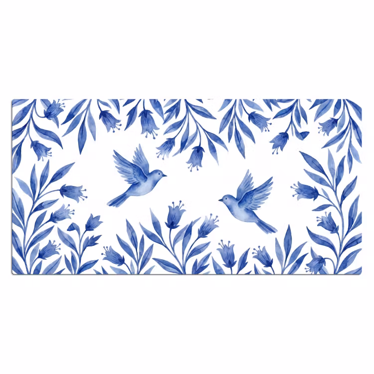 Modern - Vogels - Delfts - Blauw Muismat XXL klein -3d_leeg