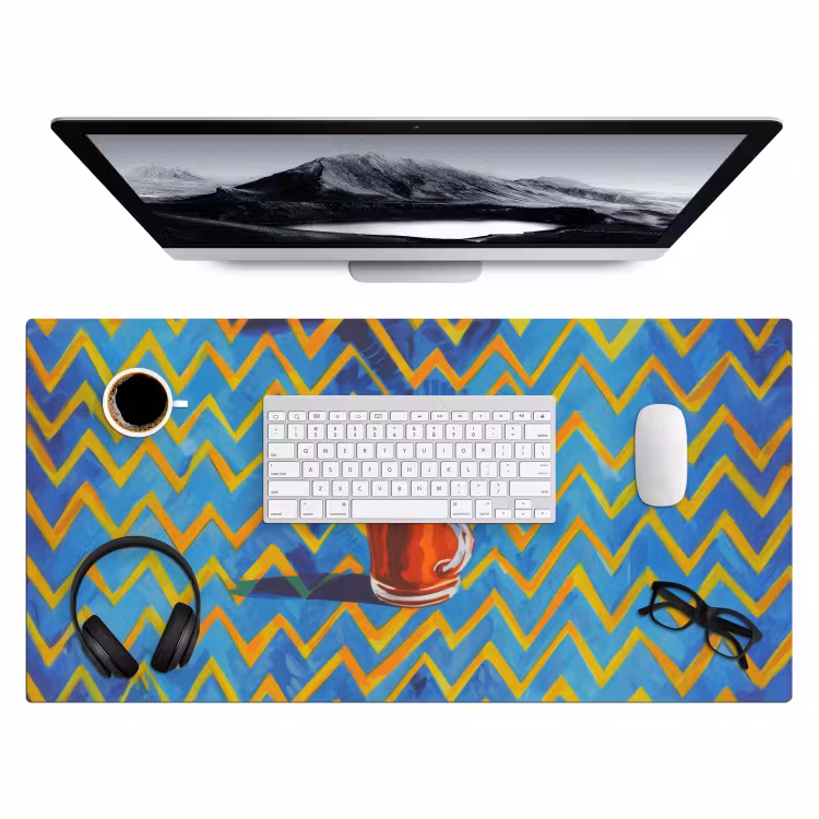 Mok - Koffie - Zigzag - Slagroom Muismat XXL klein -3d