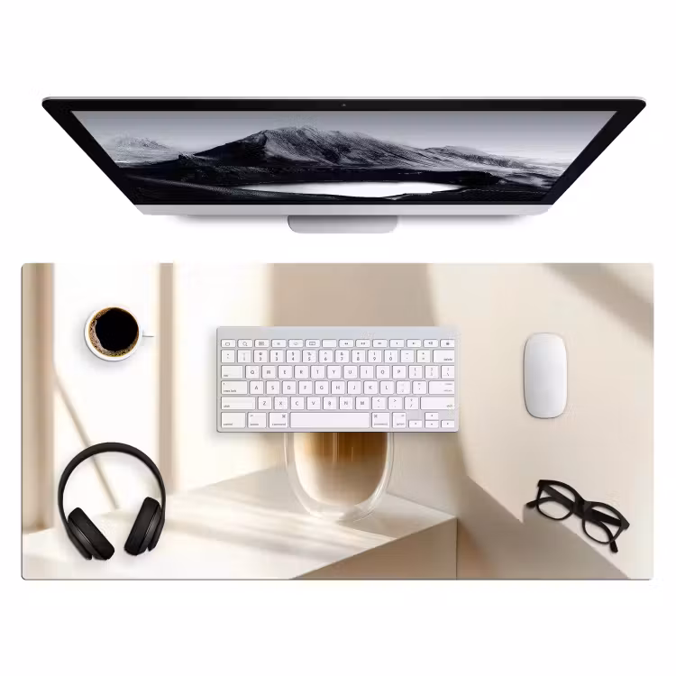Mok - Latte - Minimalistisch - Schaduw Muismat XXL klein -3d