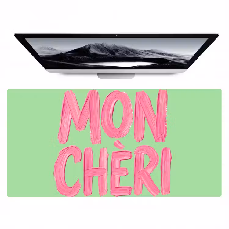 Mon cheri - Groen - Roze Muismat XXL klein -zzz3d