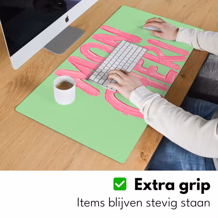 Mon cheri - Groen - Roze Muismat XXL klein -sfeer3