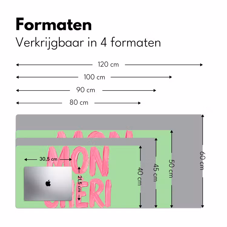 Mon cheri - Groen - Roze Muismat XXL klein -sfeer5