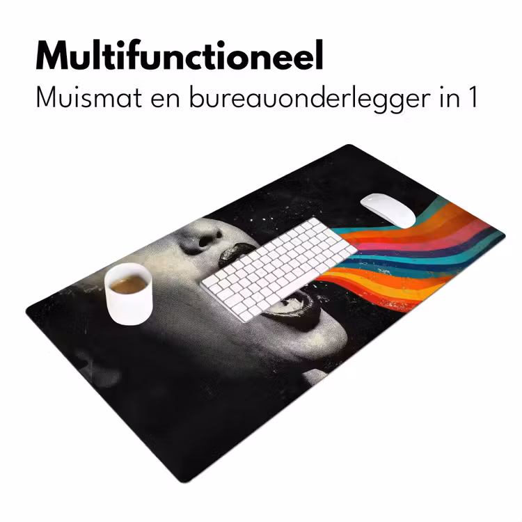 Mond - Golven - Regenboog Muismat XXL klein -sfeer4
