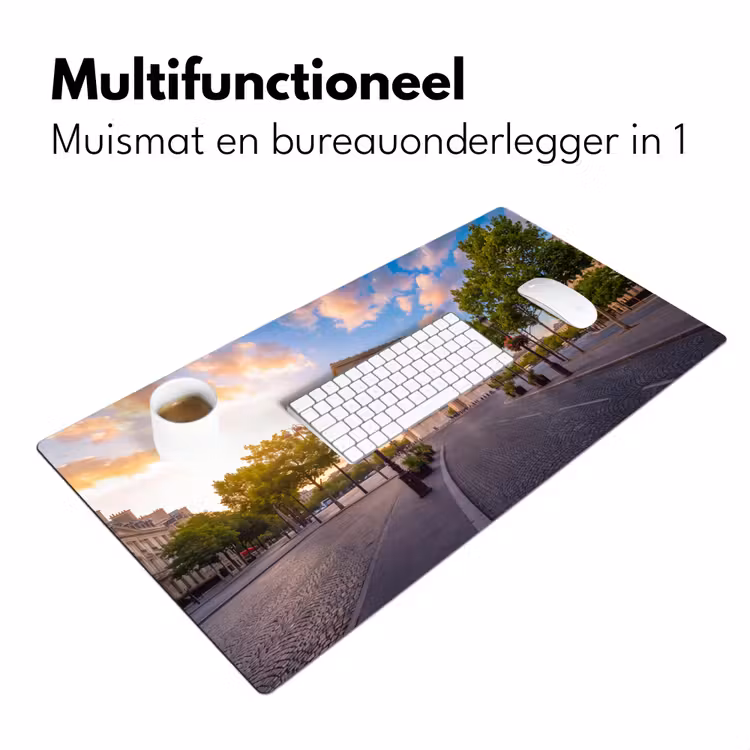 Monument - Parijs - Zonsondergang - Architectuur - Goud Muismat XXL klein -sfeer4
