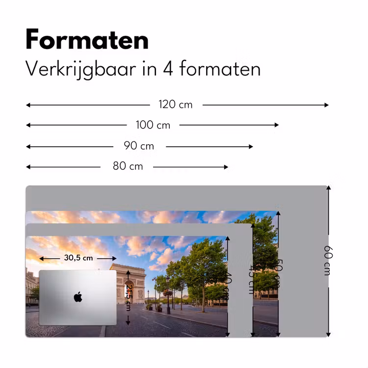 Monument - Parijs - Zonsondergang - Architectuur - Goud Muismat XXL klein -sfeer5
