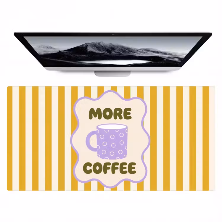 More coffee - Geel - Paars - Strepen - Mok Muismat XXL klein -zzz3d