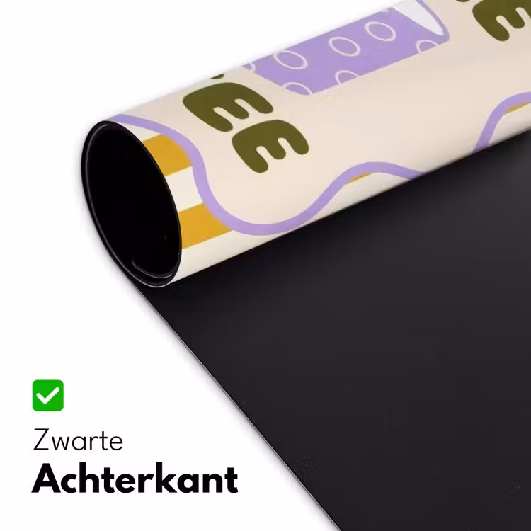 More coffee - Geel - Paars - Strepen - Mok Muismat XXL klein -sfeer2