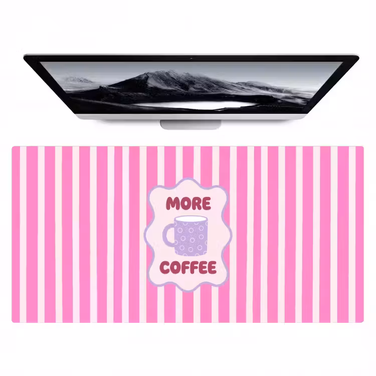 More coffee - Roze - Paars - Strepen - Mok Muismat XXL klein -zzz3d