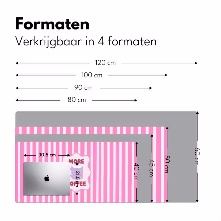 More coffee - Roze - Paars - Strepen - Mok Muismat XXL klein -sfeer5