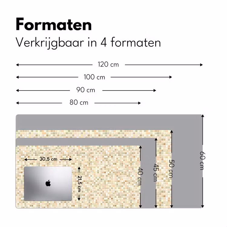 Mozaïek - Patroon - Beige Muismat XXL klein 681 -sfeer5
