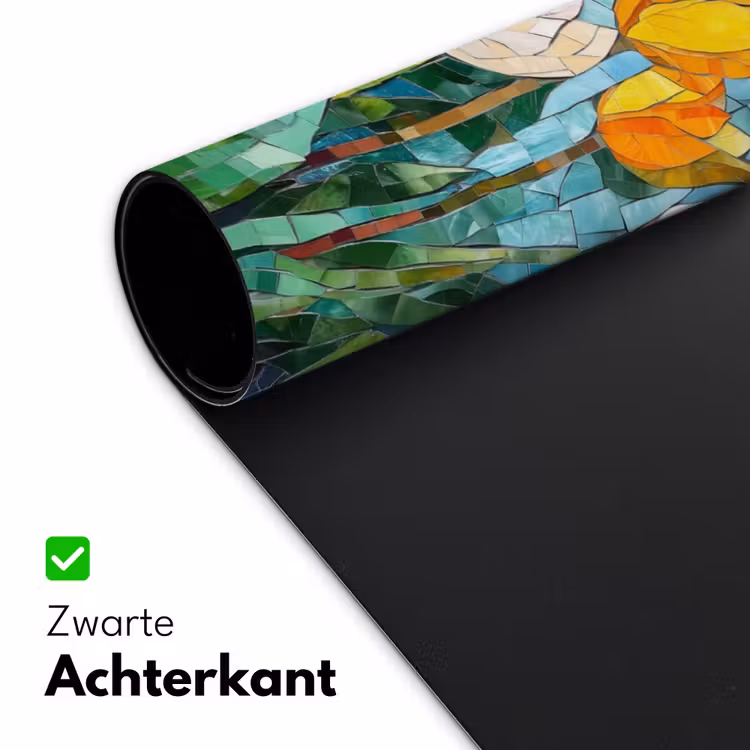 Mozaïek - Veld - Tulpen - Kleurrijk Muismat XXL klein -sfeer2