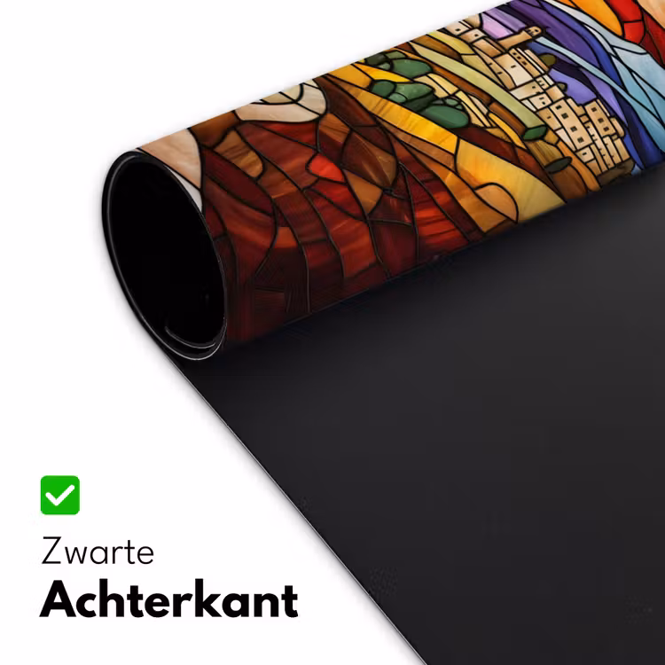 Mozaïek - Zon - Landschap - Dorp Muismat XXL klein -sfeer2