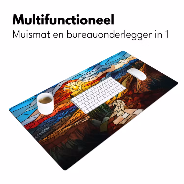 Mozaïek - Zon - Landschap - Dorp Muismat XXL klein -sfeer4
