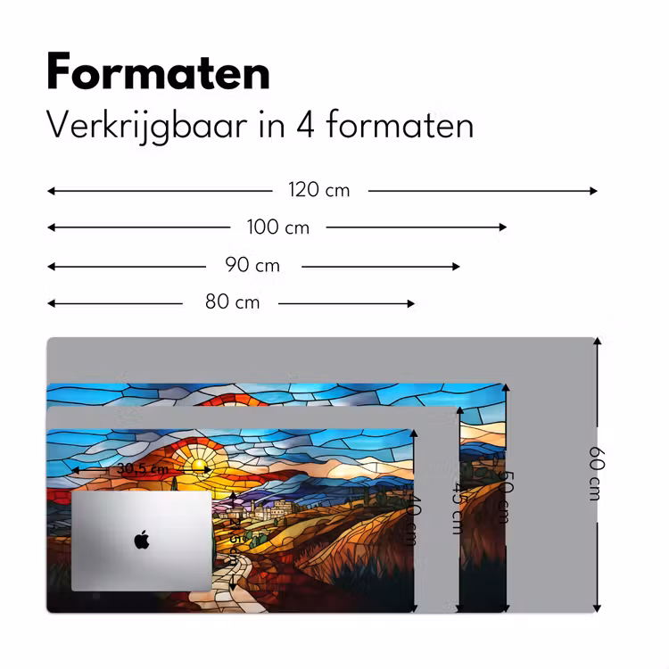Mozaïek - Zon - Landschap - Dorp Muismat XXL klein -sfeer5