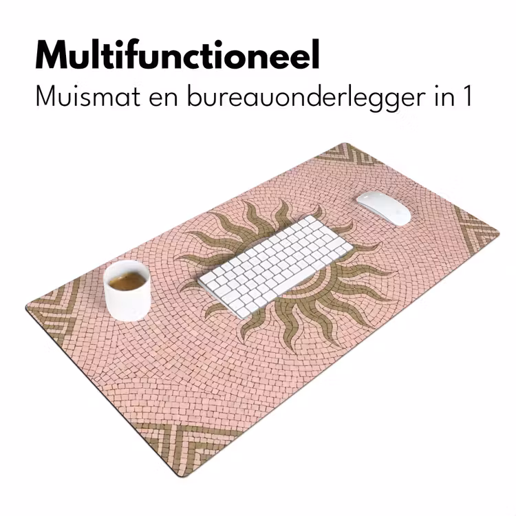 Mozaïek - Zon - Patroon - Klassiek - Roze Muismat XXL klein -sfeer4