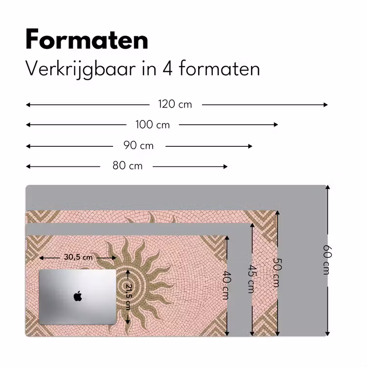 Mozaïek - Zon - Patroon - Klassiek - Roze Muismat XXL klein -sfeer5