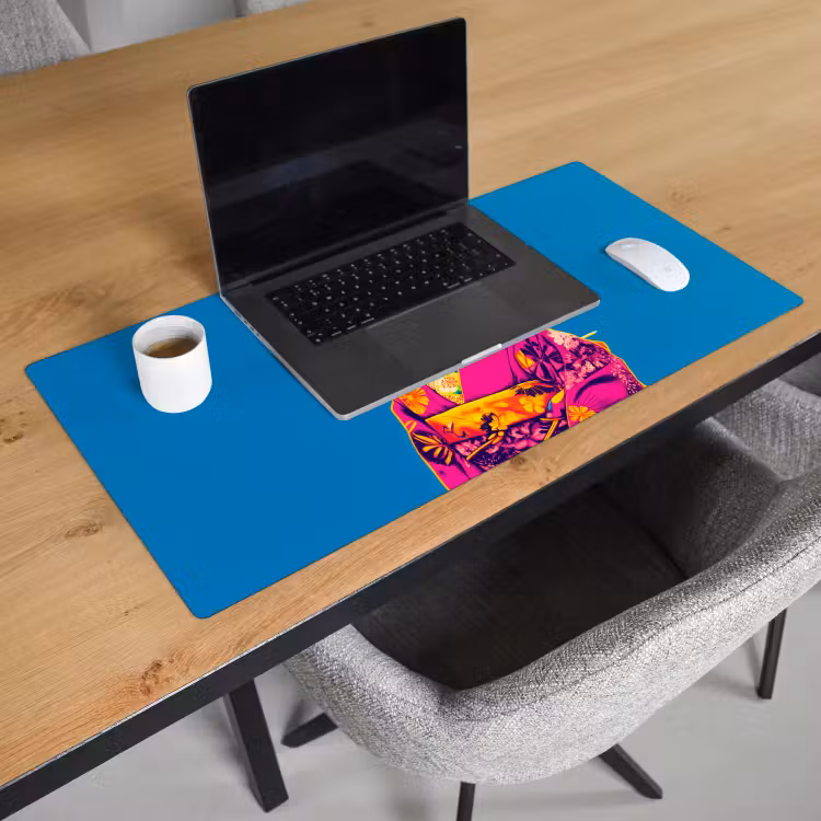 Muis - Kimono - Bloemen - Blauw Muismat XXL klein -sfeer1