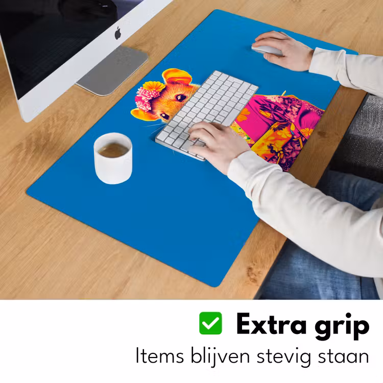 Muis - Kimono - Bloemen - Blauw Muismat XXL klein -sfeer3
