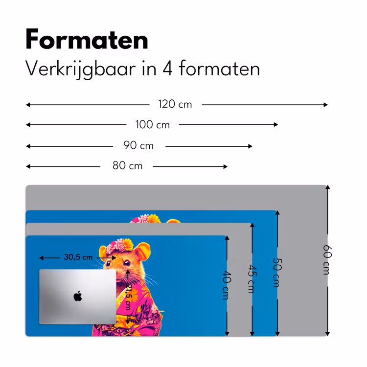 Muis - Kimono - Bloemen - Blauw Muismat XXL klein -sfeer5
