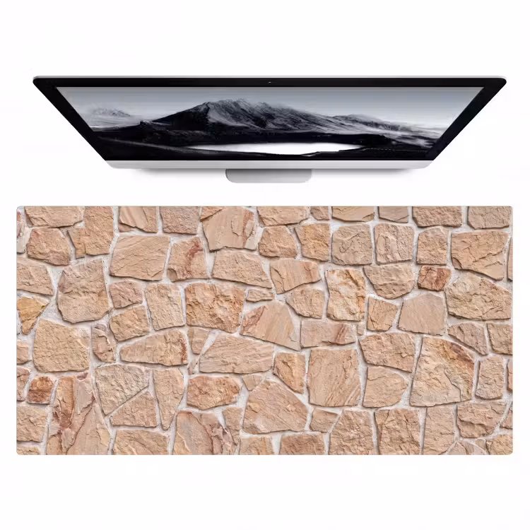 Muur - Steen - Patroon - Rustiek - Beige Muismat XXL klein -zzz3d