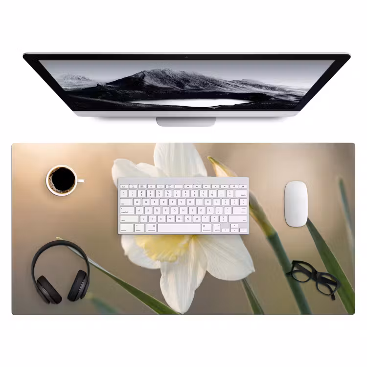 Narcis - Bloem - Minimalistisch Muismat XXL klein -3d