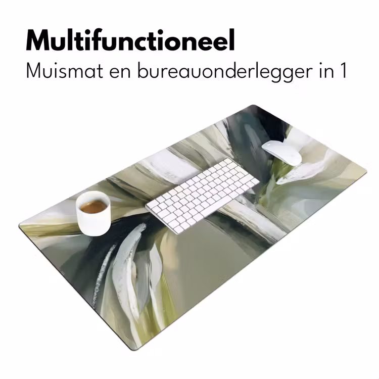 Natuur - Abstract - Groen - Penseelstreken Muismat XXL klein -sfeer4